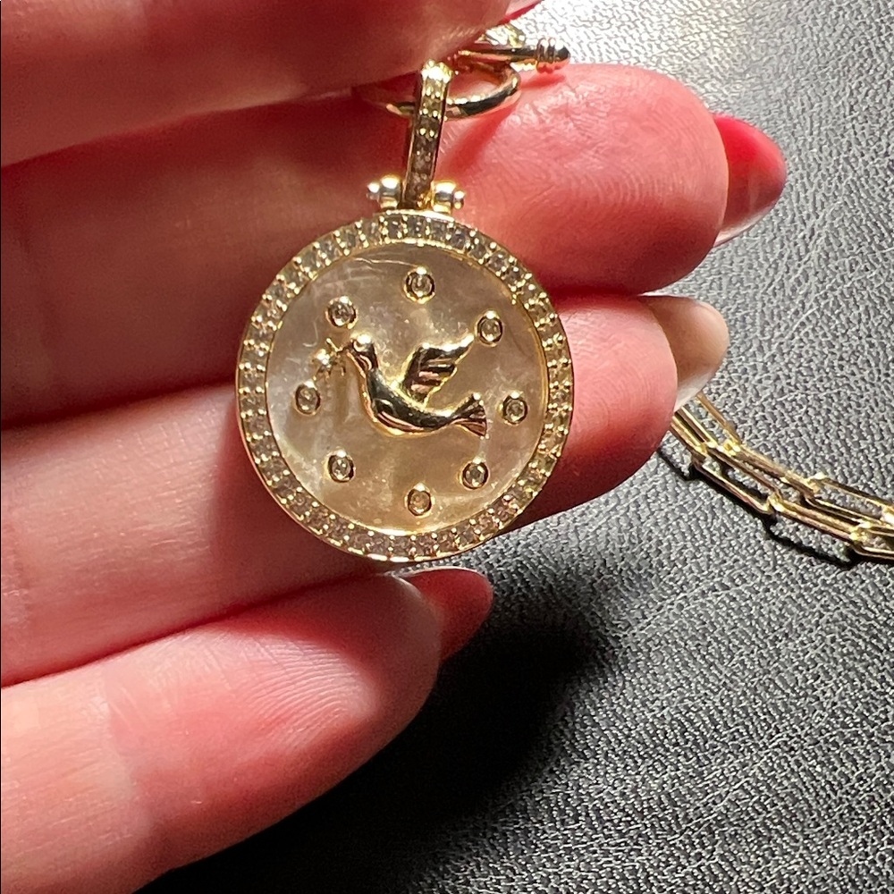 Melinda Maria Gold Chain Necklace with Circular Pendant - Picture 2 of 2